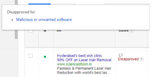 Google_Ads_disapproved_by_malware